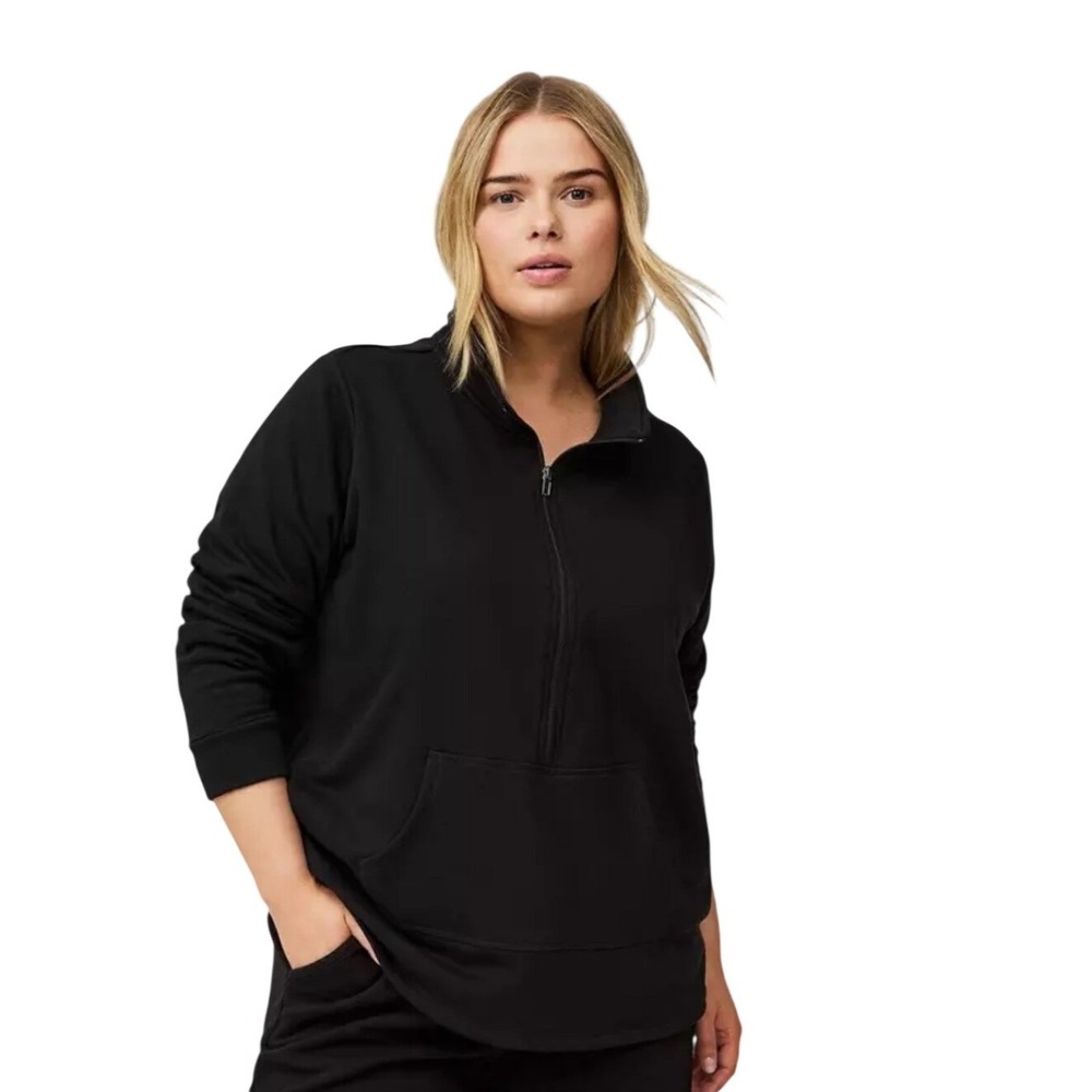 Torrid Sleep Womens Black Fleece Quarter Zip Pullover Sweatshirt sz 1 1X 148862